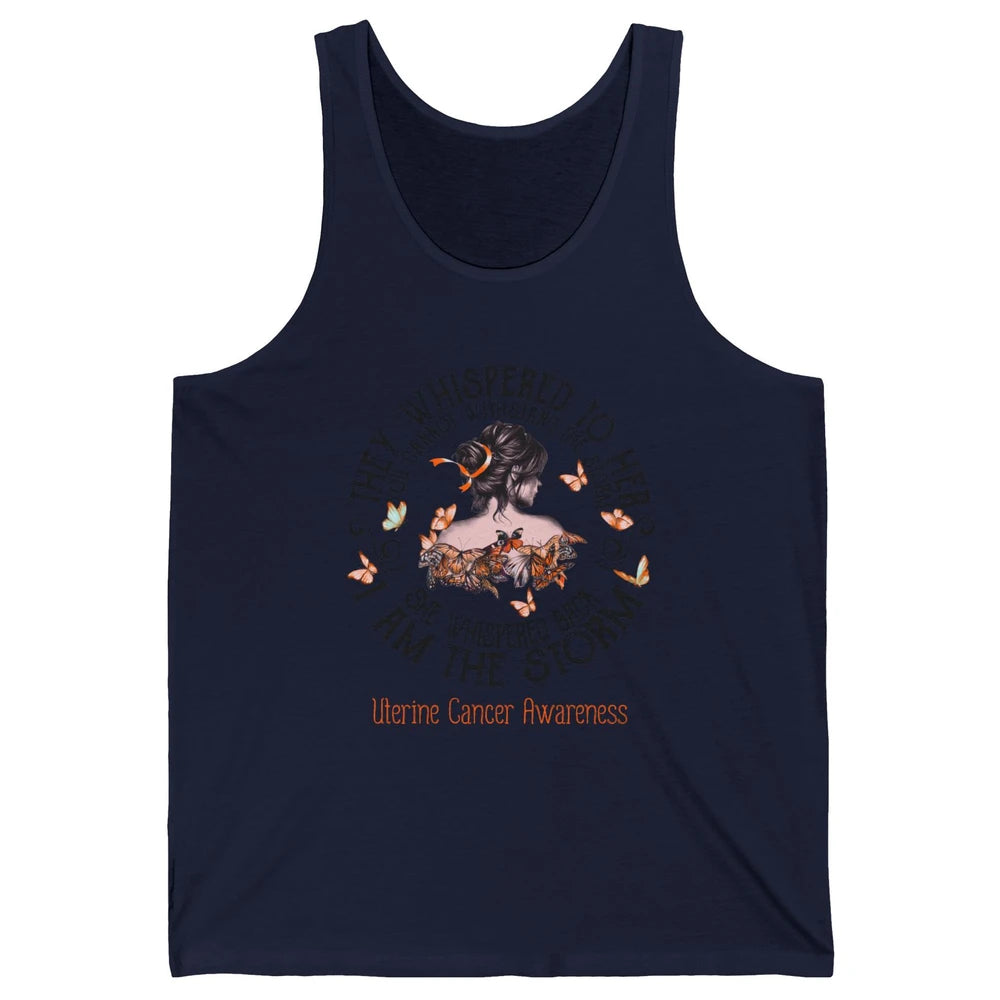 Peach The Storm Strong Woman Uterine Cancer Month Warrior Unisex Jersey Tank