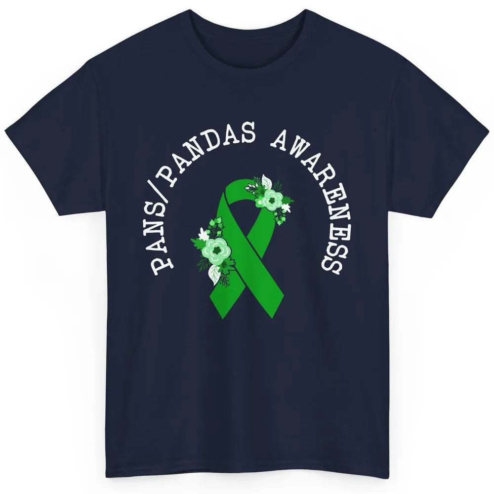 PANS/PANDAS Awareness Floral Green Ribbon Pans Disease Classic Unisex T-Shirt