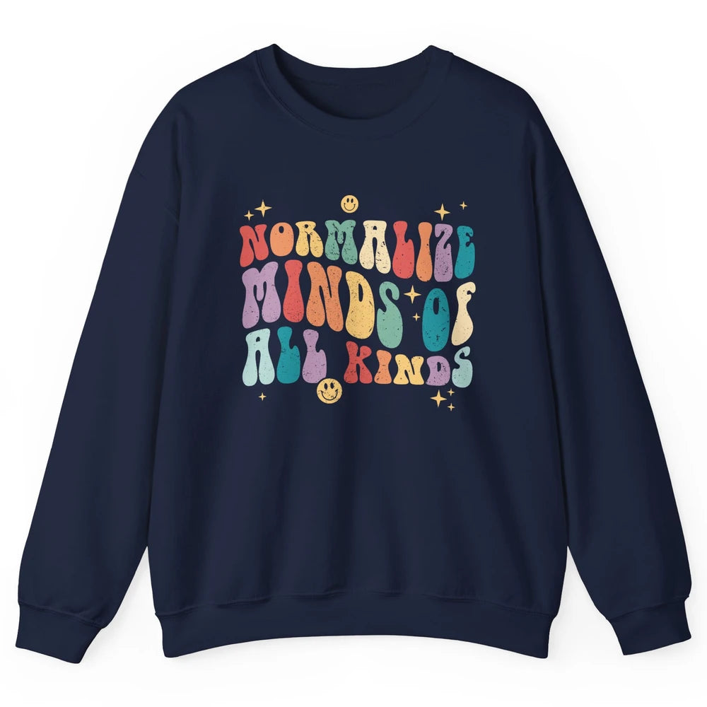 Retro Autism Normalize Minds Of All Kinds Neurodiversity Unisex Crewneck Sweatshirt