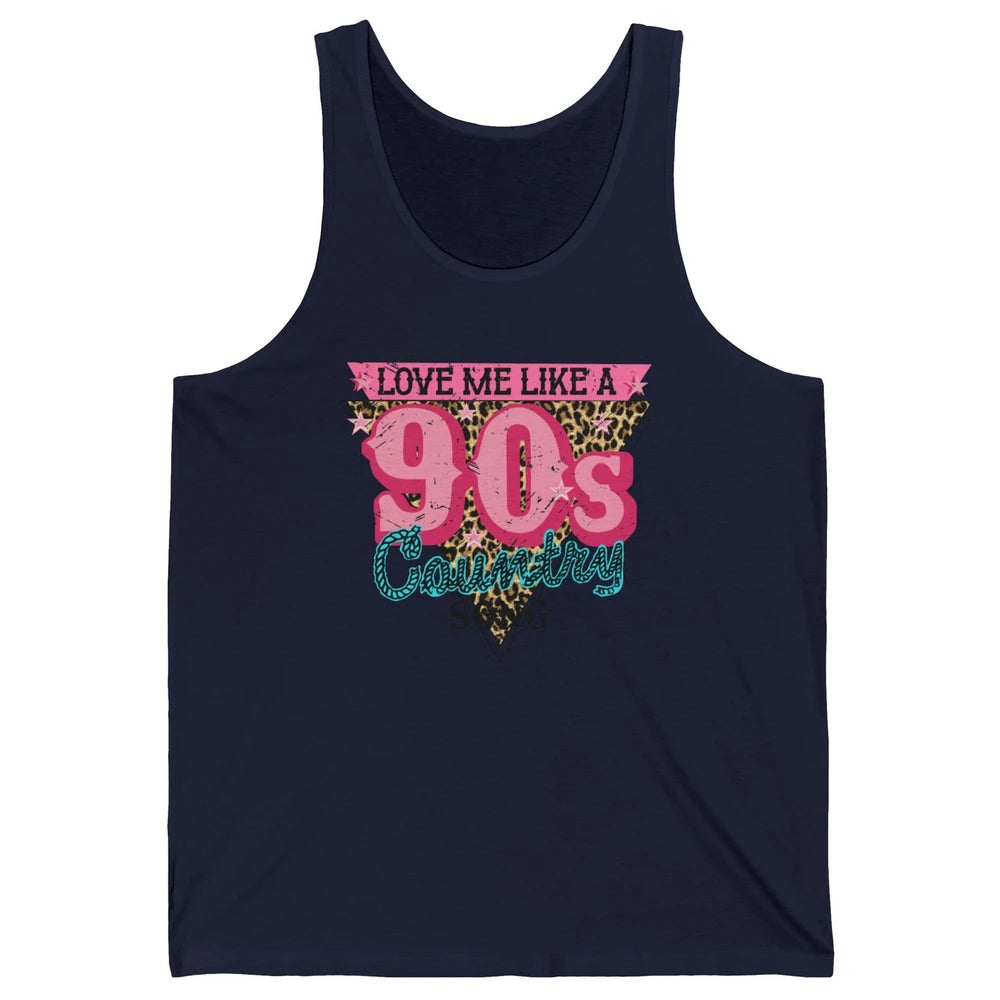 Retro Leopard Love Me Like 90s Country Song Western Cowgirl Unisex Jersey Tank
