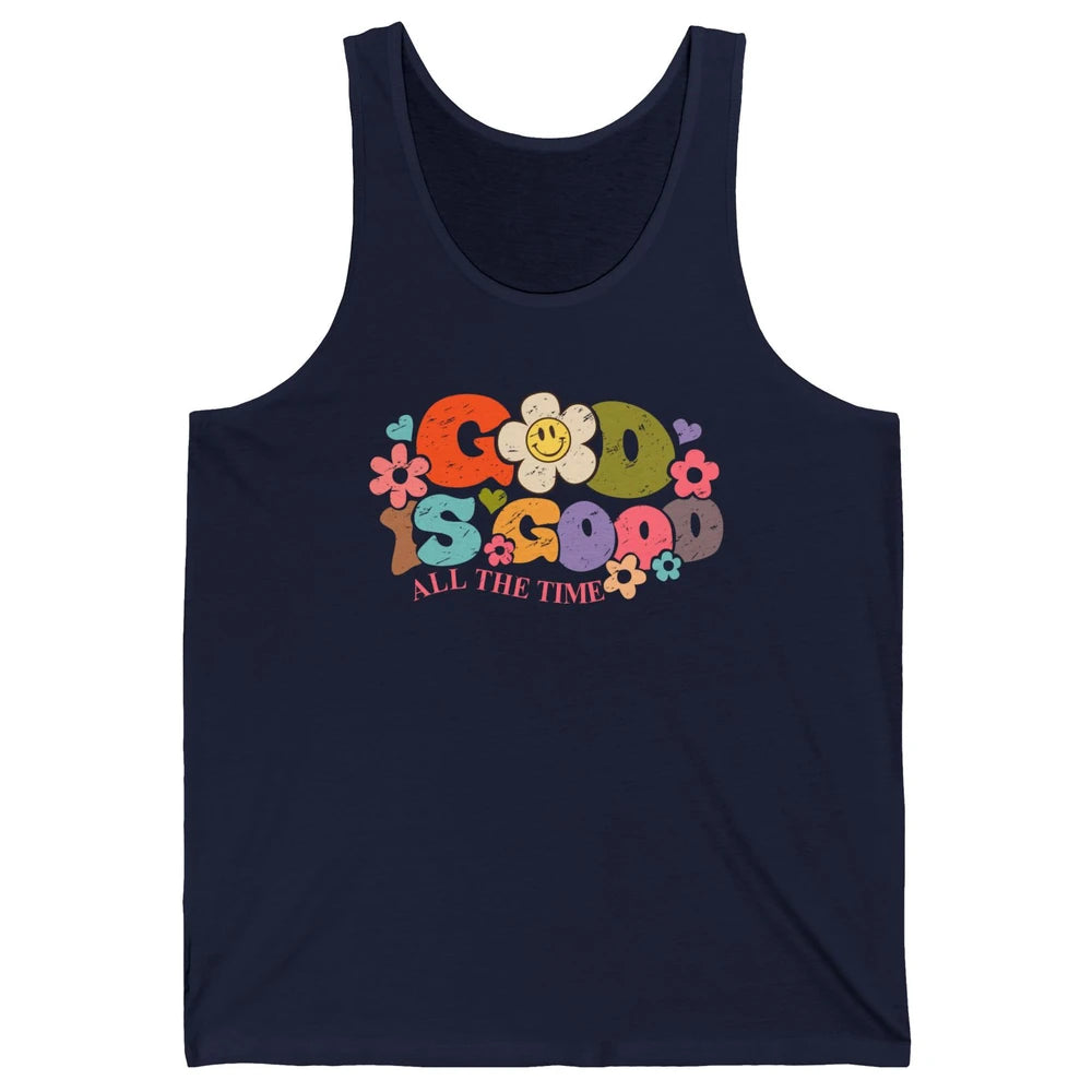 Retro Groovy God Is Good All The Time Christian Religious Unisex Jersey Tank