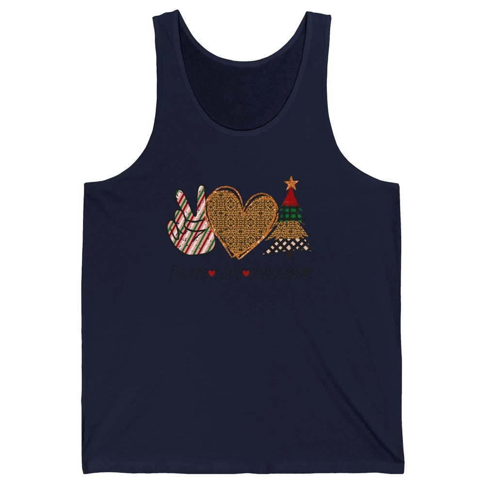 Peace Love Christmas Leopard Merry Christmas Vintage Retro Unisex Jersey Tank