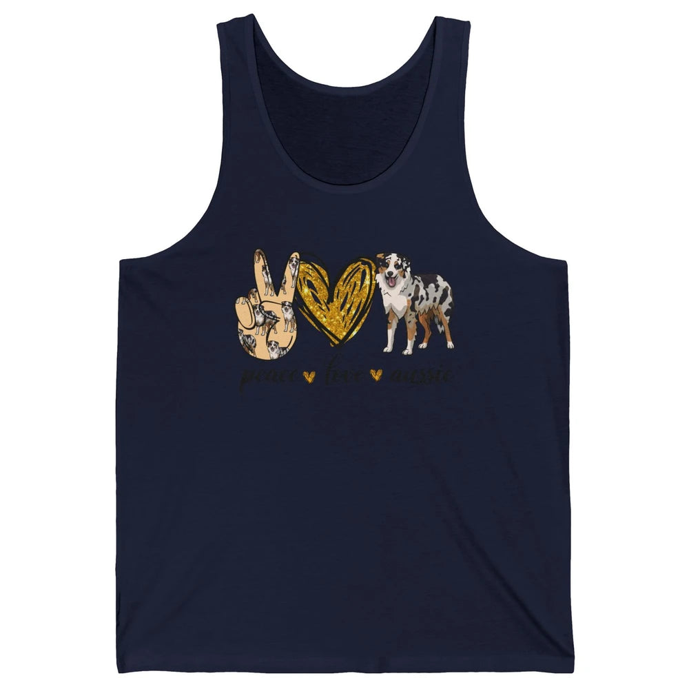Peace Love Aussie Dog Lovers Australian Shepherd Dad Mom Unisex Jersey Tank