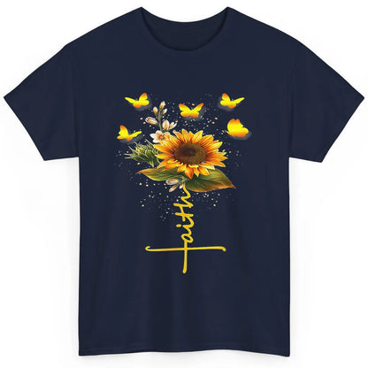 Vintage Faith Cross Sunflower Butterfly Christian Jesus God Classic Unisex T-Shirt