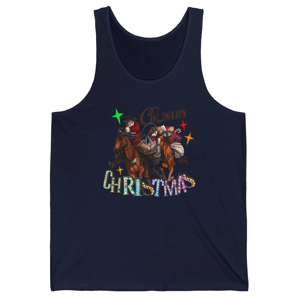 Santa Claus Country Christmas Y'all Western Country Cowboy Unisex Jersey Tank