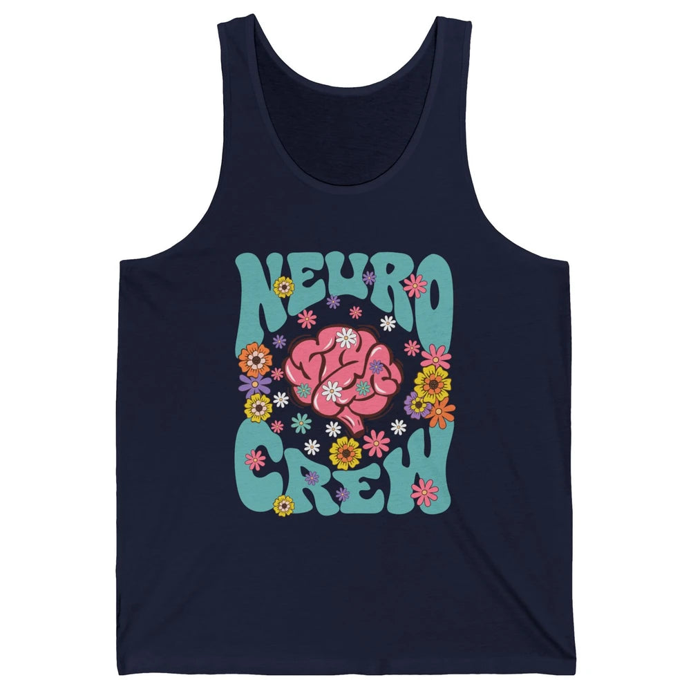 Retro Floral Neuro Crew Nurse Life Neurologist Neuroscience Unisex Jersey Tank