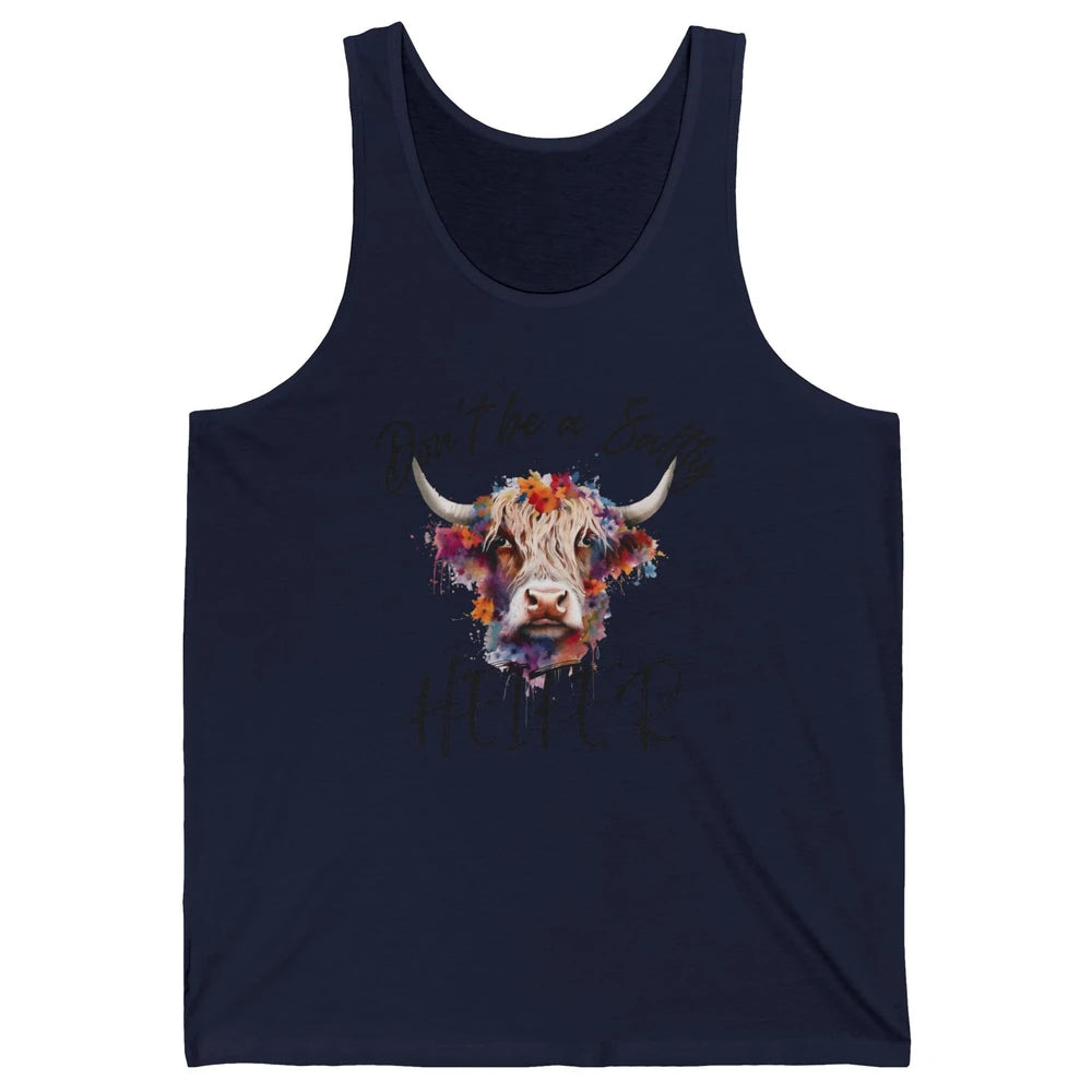 Floral Long Haired Cow Don't Be A Salty Heifer Western Farm Unisex Jersey Tank