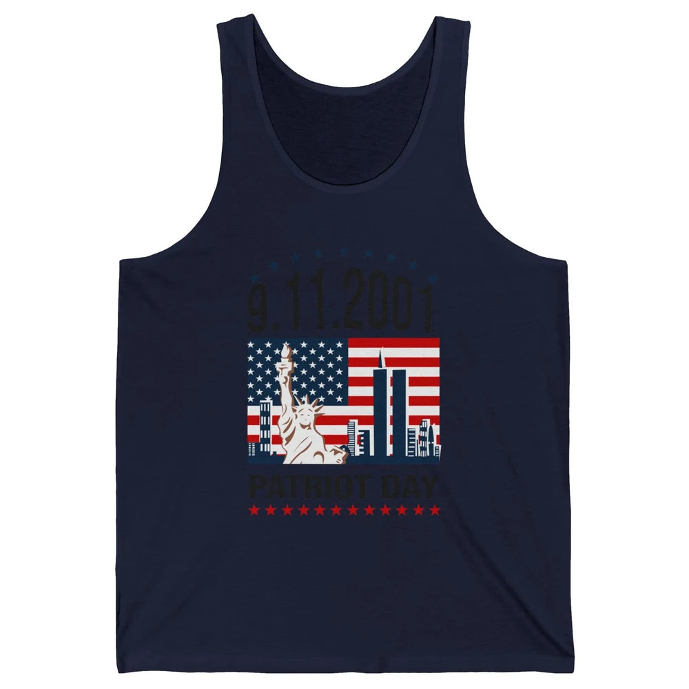 Never Forget 9-11-2001 American Flag Patriotic Memorial Day Unisex Jersey Tank