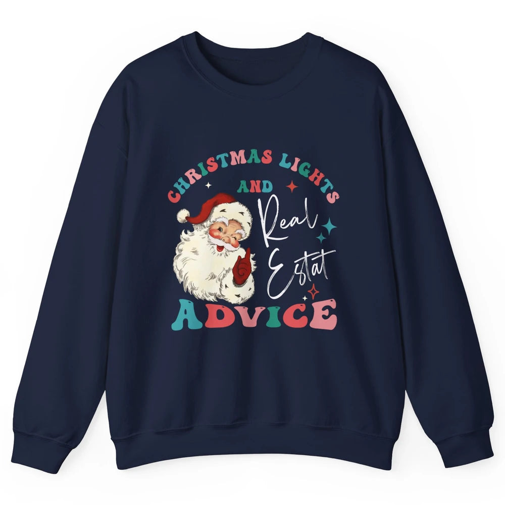 Merry Christmas Xmas Lights Santa Realtor Real Estate Advice Unisex Crewneck Sweatshirt