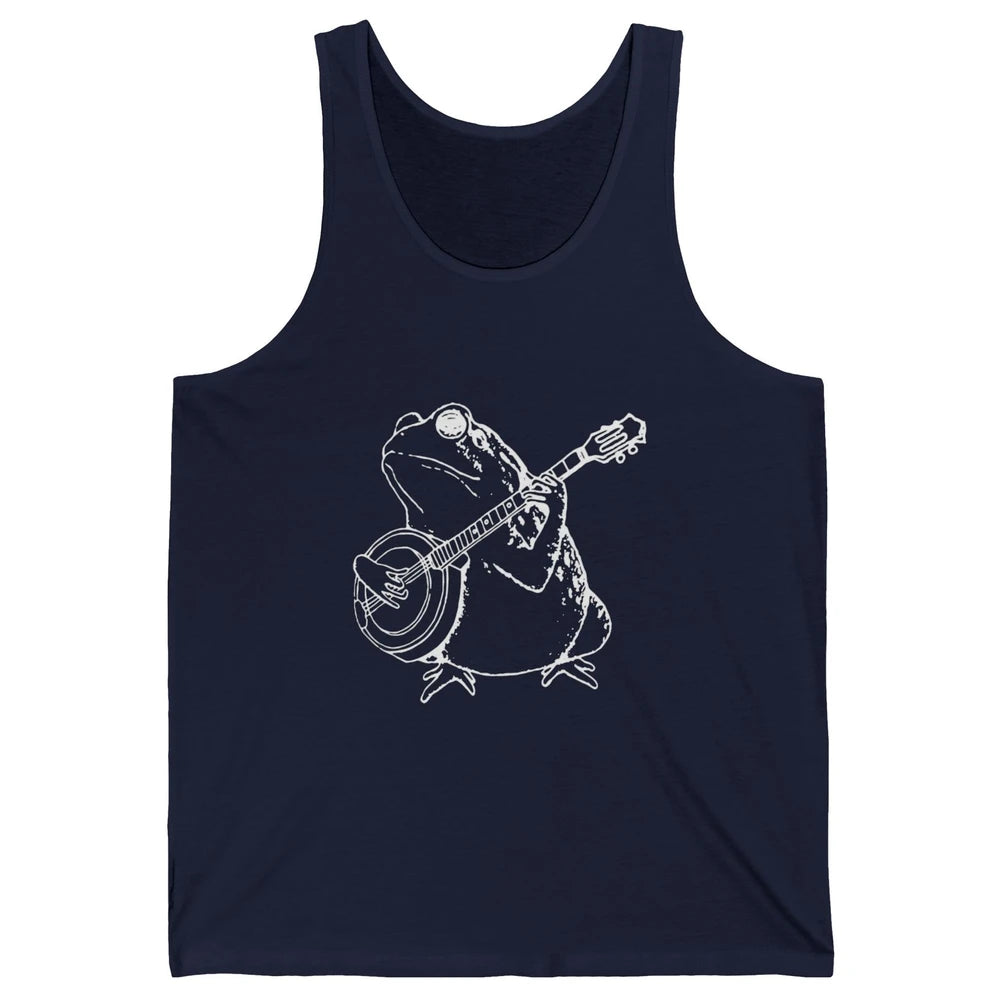 Retro Frog Playing Banjo Musician Banjo Player Music Vintage Unisex Jersey Tank