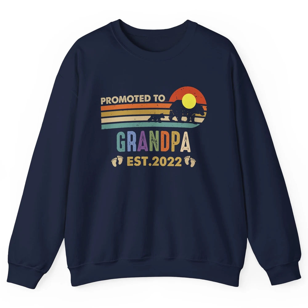 Retro Bear Sunset Promoted To Grandpa Est 2022 Grandpa Gift Unisex Crewneck Sweatshirt