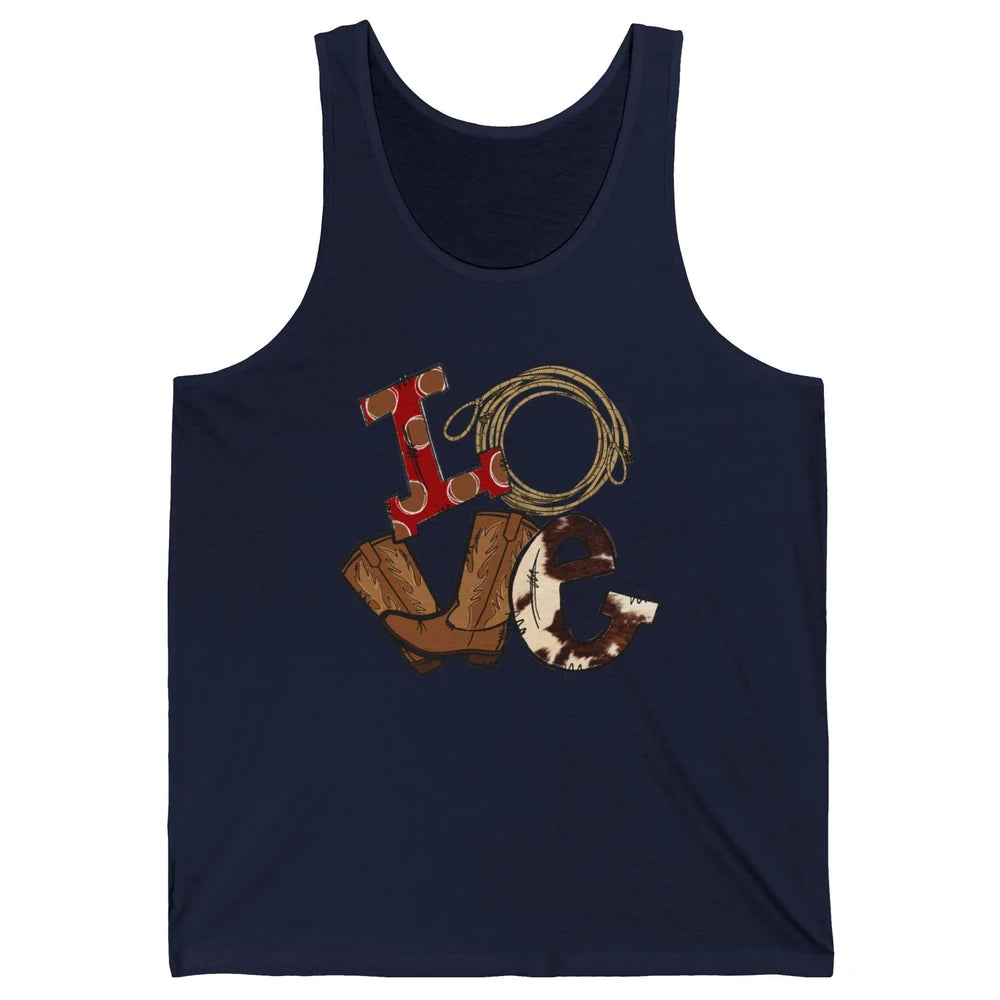 Retro Love Rodeo Cowboy Boots Lasso Western Country Cowgirl Unisex Jersey Tank