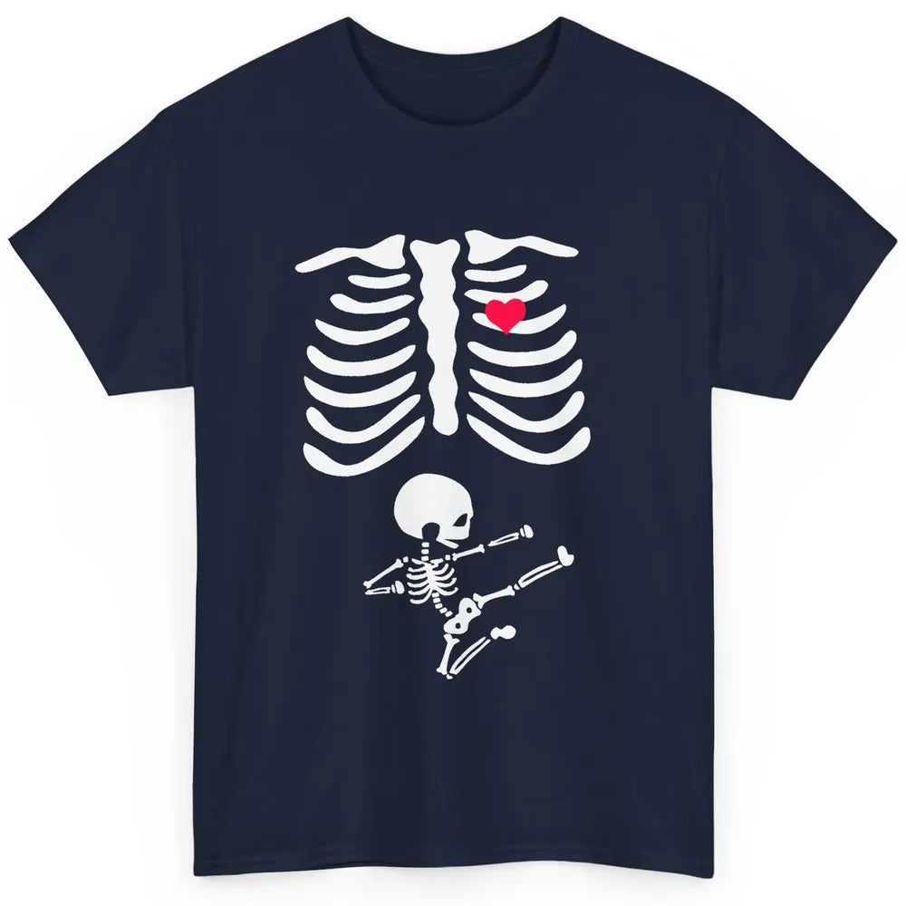 Pregnant Halloween Skeleton Naughty Baby Boy Pumpkin Costume Classic Unisex T-Shirt