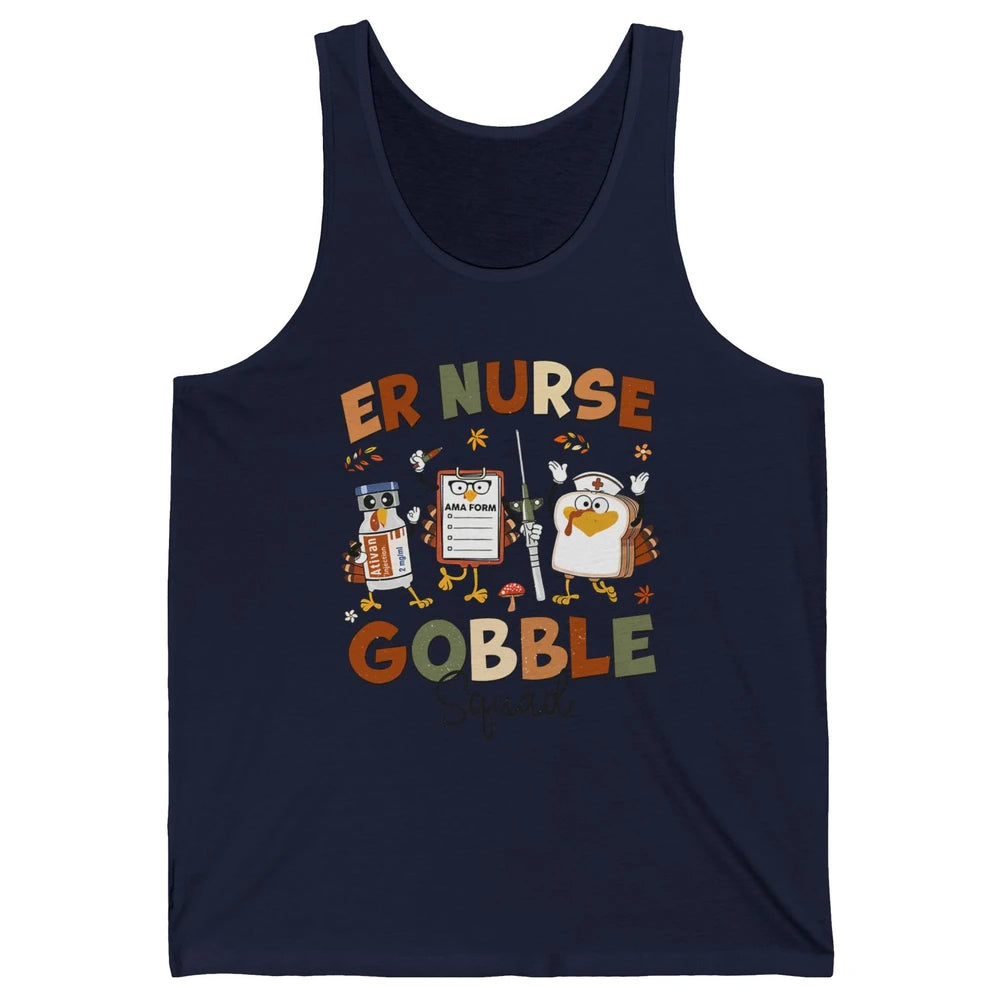 Thanksgiving ER Nurse Gobble Squad Emergency Room Thankful Unisex Jersey Tank
