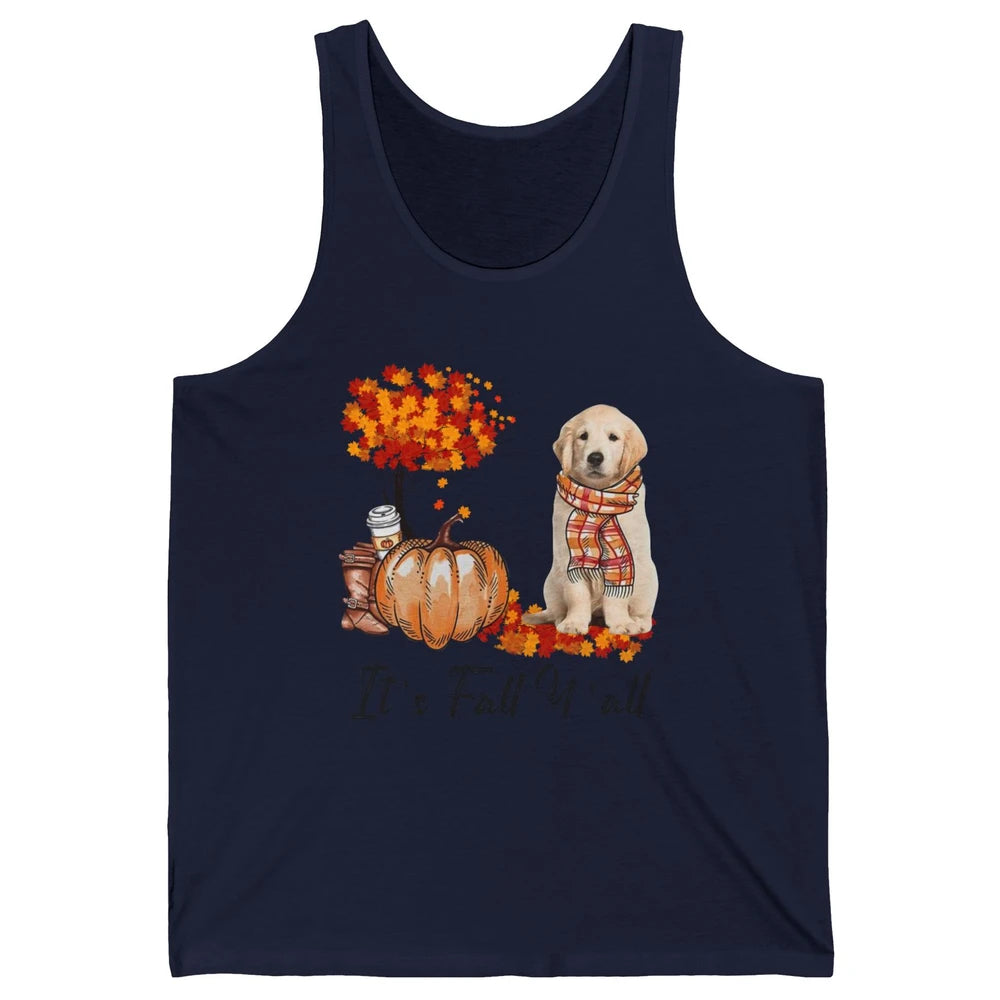 Golden Retriever Pumpkin Happy Fall Yall Autumn Thanksgiving Unisex Jersey Tank