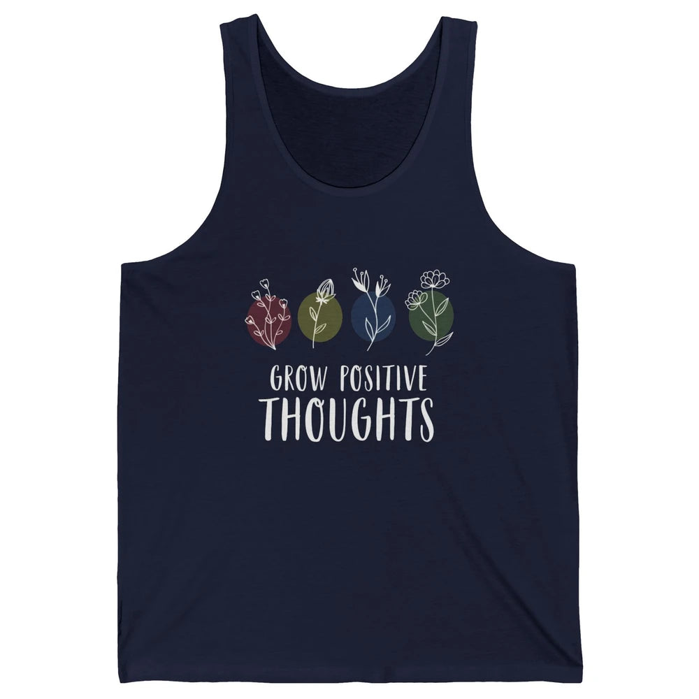 Retro Grow Positive Thoughts Vintage Wildflowers Happy Mind Unisex Jersey Tank