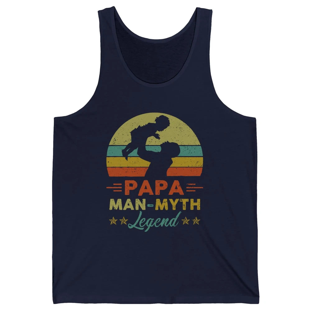 Papa Man Myth Legend Fathers Day Vintage Unisex Jersey Tank