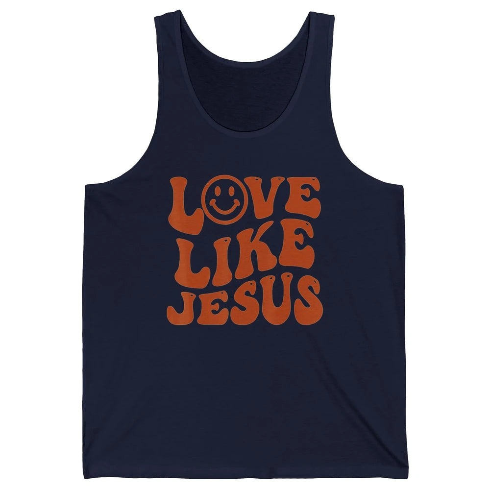 Groovy Love Like Jesus Preppy Religion Christian God Retro Unisex Jersey Tank
