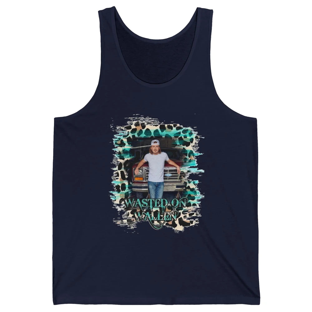 Retro Leopard Wasted On Wallen Turquoise Western Country Unisex Jersey Tank