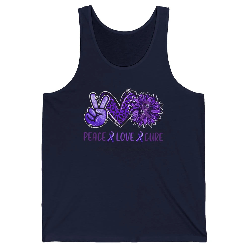 Mastocytosis Awareness Purple Ribbon Peace Love Fight Unisex Jersey Tank