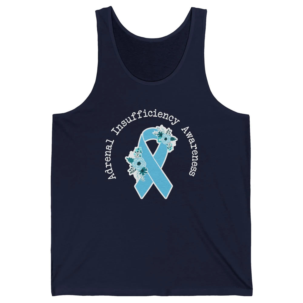 Adrenal Insufficiency Awareness Floral Light Blue Ribbon Unisex Jersey Tank