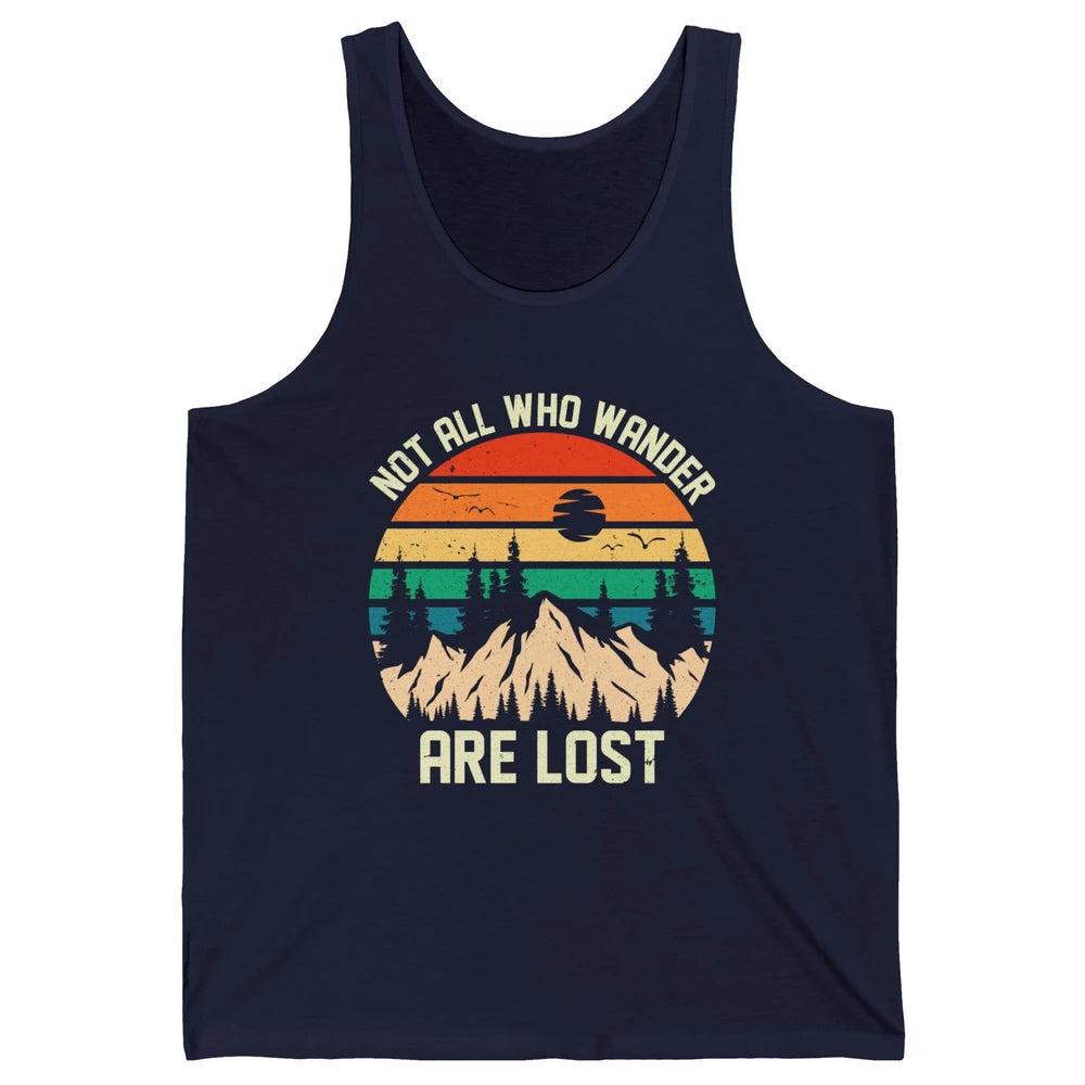 Retro Mountain Sunset Camping Not All Who Wander Are Lost Unisex Jersey Tank