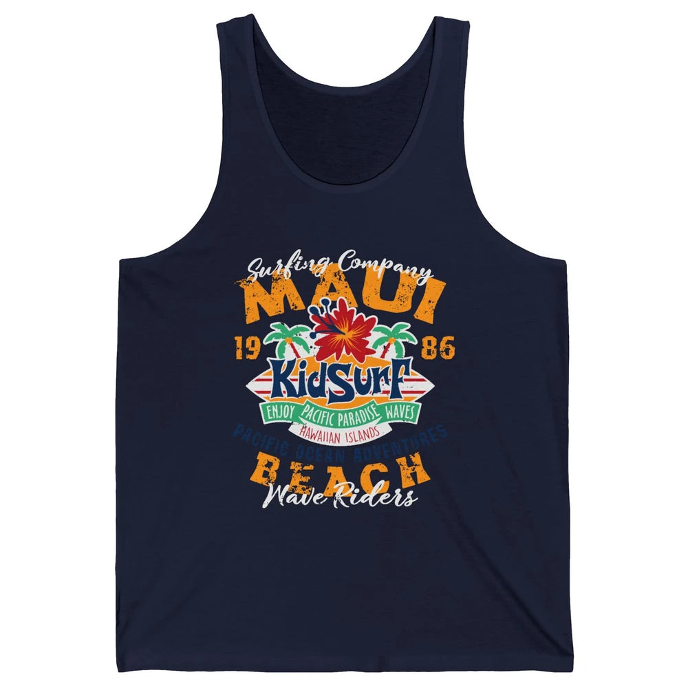 Retro Maui Island 1986 Hawaii Kid Surfing Pacific Paradise Unisex Jersey Tank