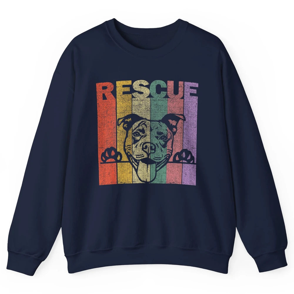 Rescue Dog Pitbull Puppy Adopt Vintage Funny Pet Rescuer Mom Unisex Crewneck Sweatshirt