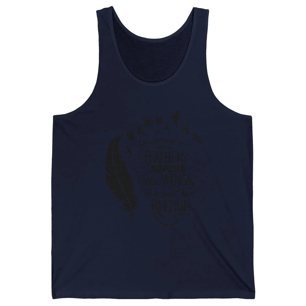 Christian He Will Cover You With His Feathers Bible Verse Unisex Jersey Tank