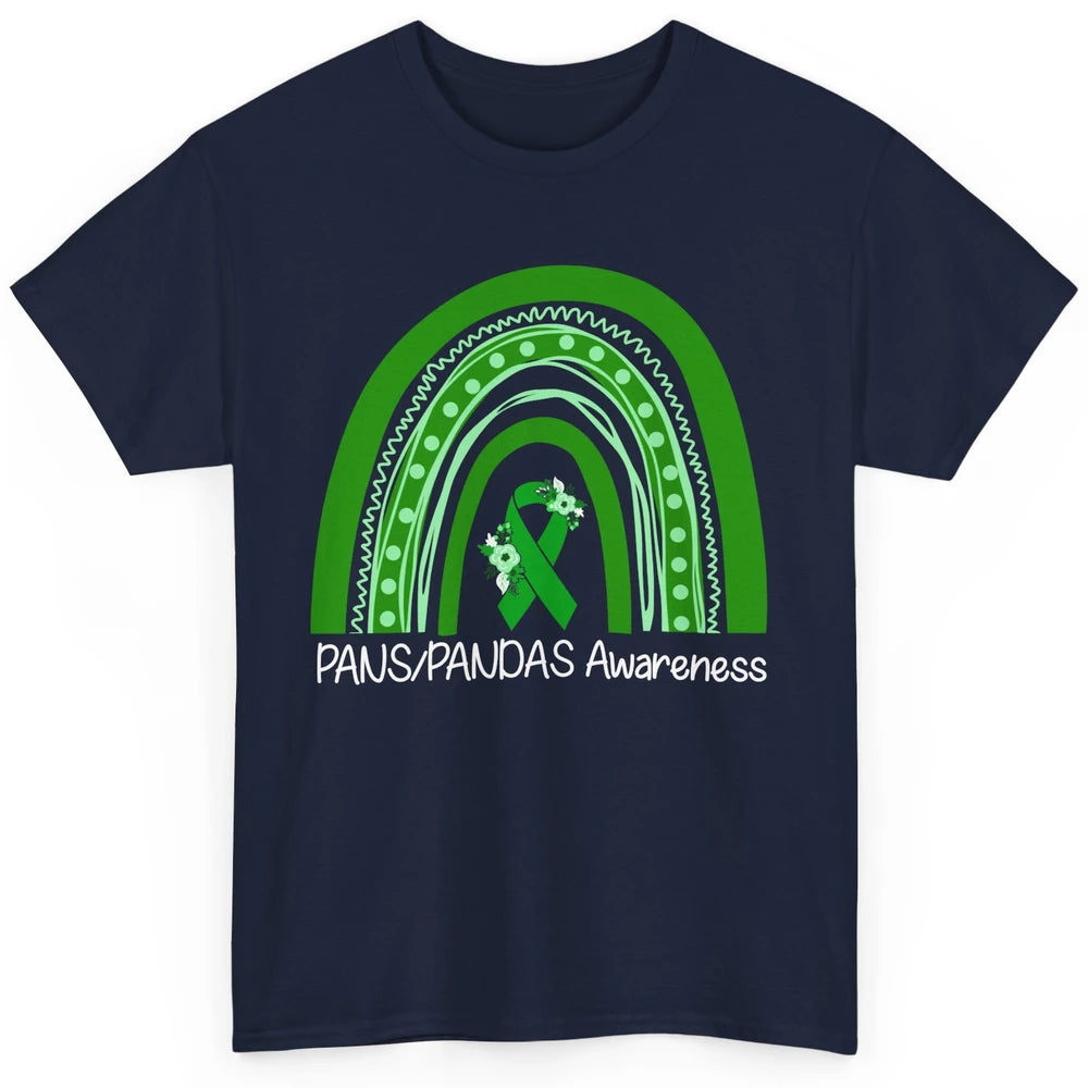 PANS/PANDAS Awareness Floral Green Ribbon Rainbow Pans Classic Unisex T-Shirt