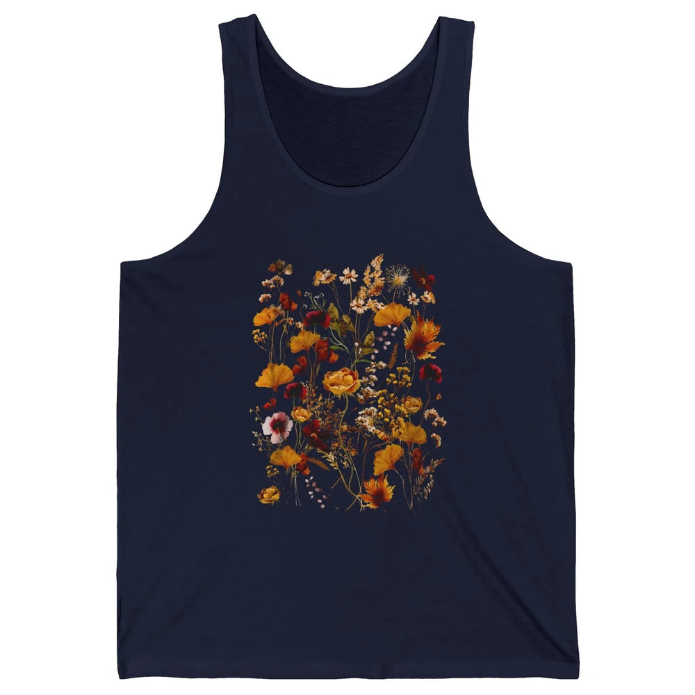 Pressed Flowers Plant Botanical Garden Wildflower Vintage Unisex Jersey Tank