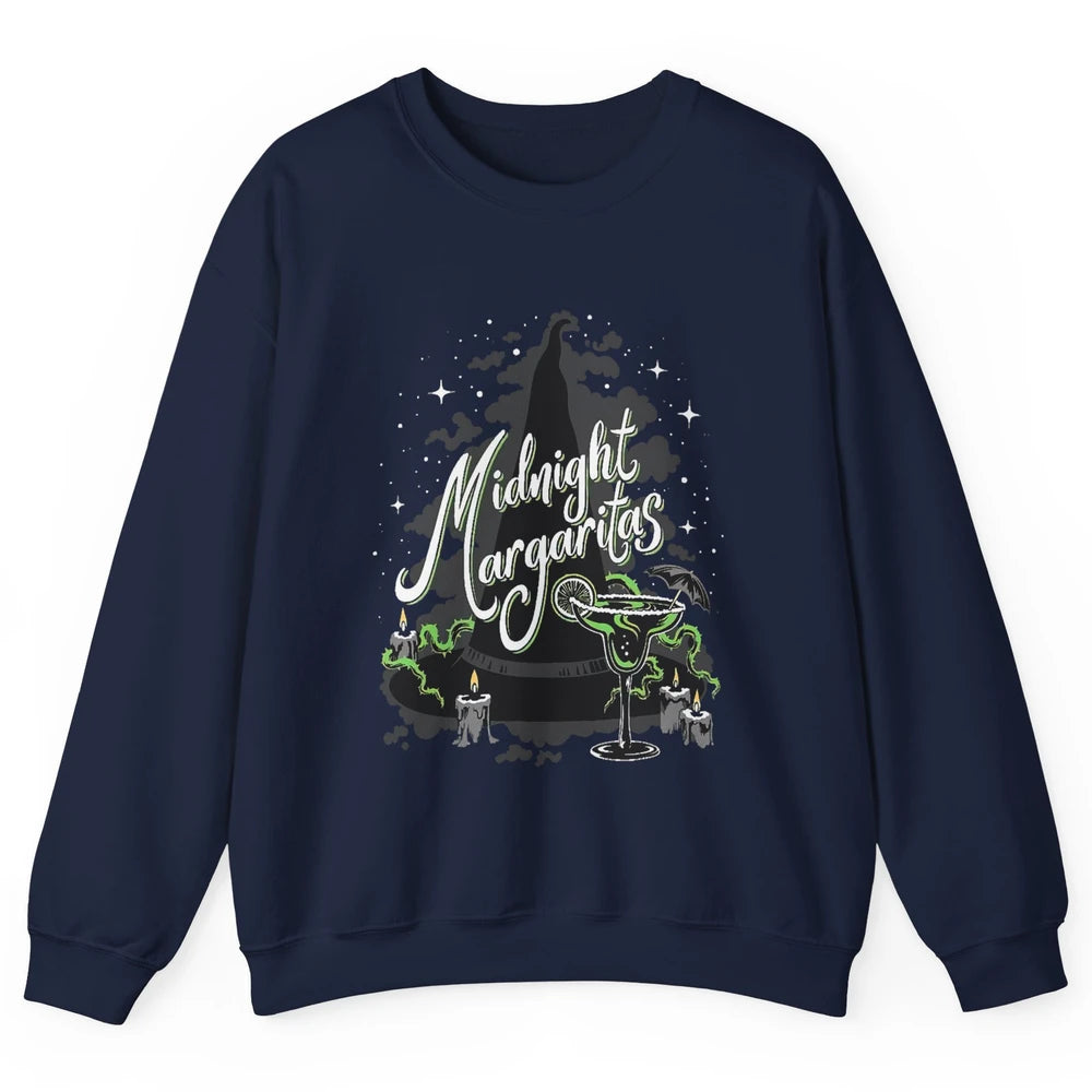 Midnight Margaritas Witch Hat Wine Halloween Spooky Party Unisex Crewneck Sweatshirt