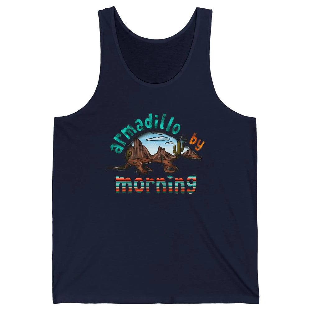 Retro Desert Sunset Armadillo By Morning Western Country Unisex Jersey Tank