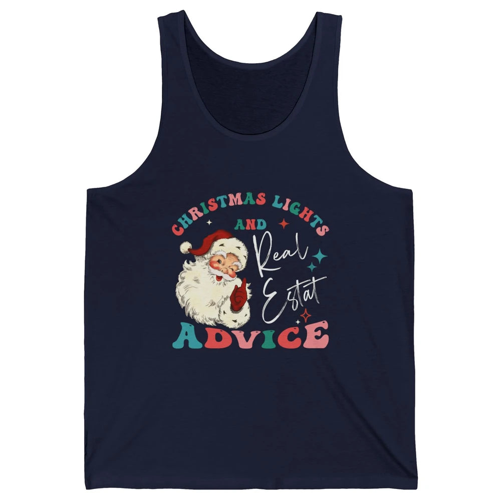 Merry Christmas Xmas Lights Santa Realtor Real Estate Advice Unisex Jersey Tank