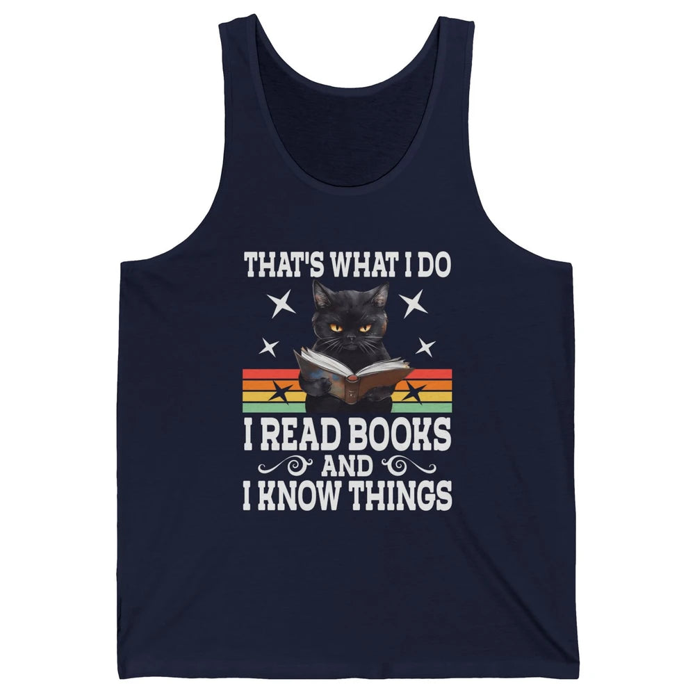 Retro Cat Books The Reader Black Cat Reading Books Bookish Bookworm Kitten Unisex Jersey Tank