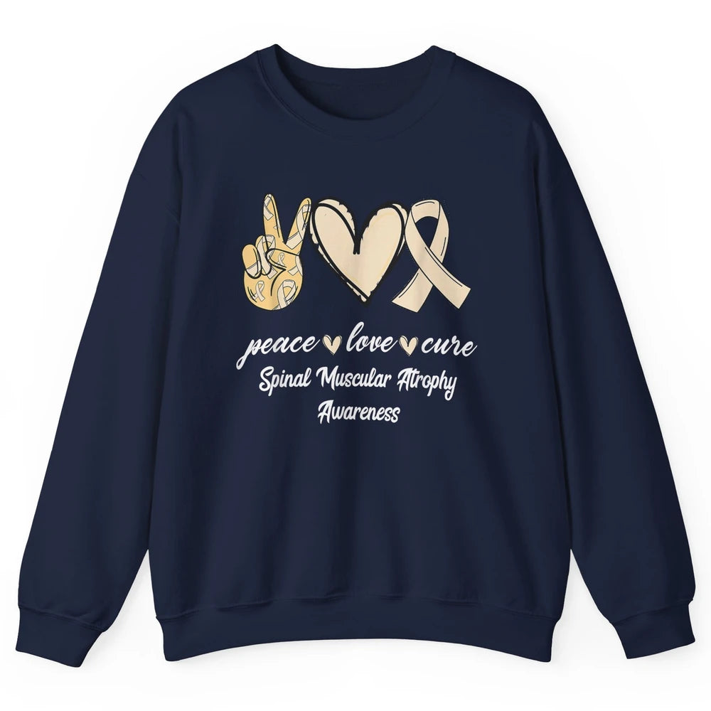 Peace Love Cure Cream Ribbon Spinal Muscular Atrophy SMA Unisex Crewneck Sweatshirt