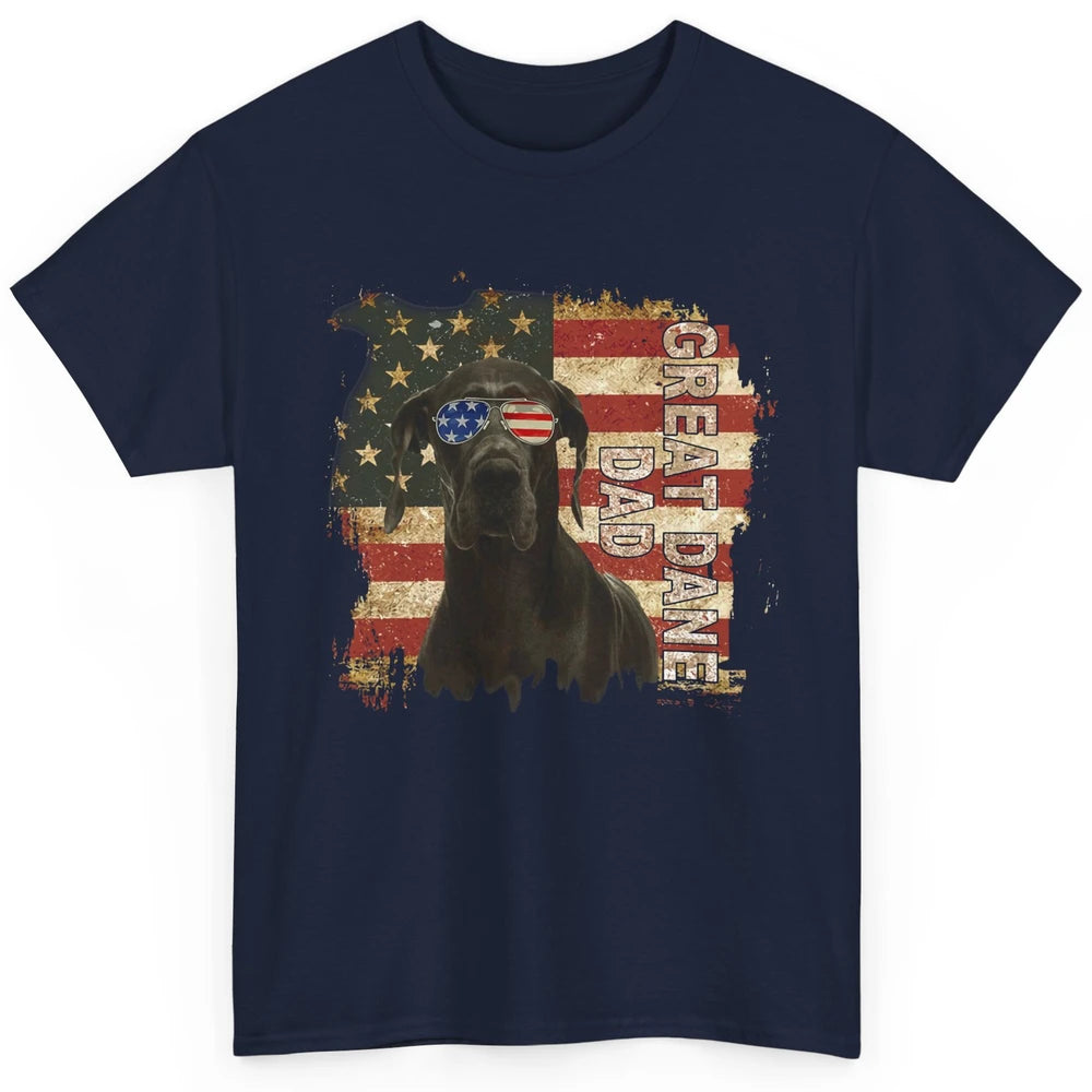 Retro Best Great Dane Dad Ever American Flag 4th Of July Classic Unisex T-Shirt