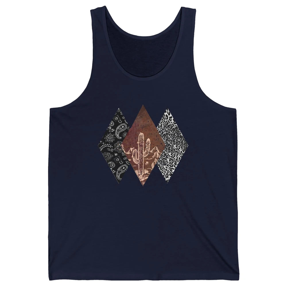 Retro Leopard Desert Cactus Sunset Western Country Cowgirl Unisex Jersey Tank