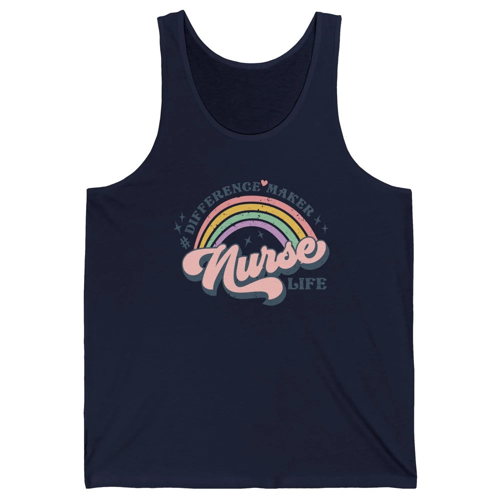 Nurse Life Rainbow Difference Maker Nurse Vibes Nursing Gift Unisex Jersey Tank