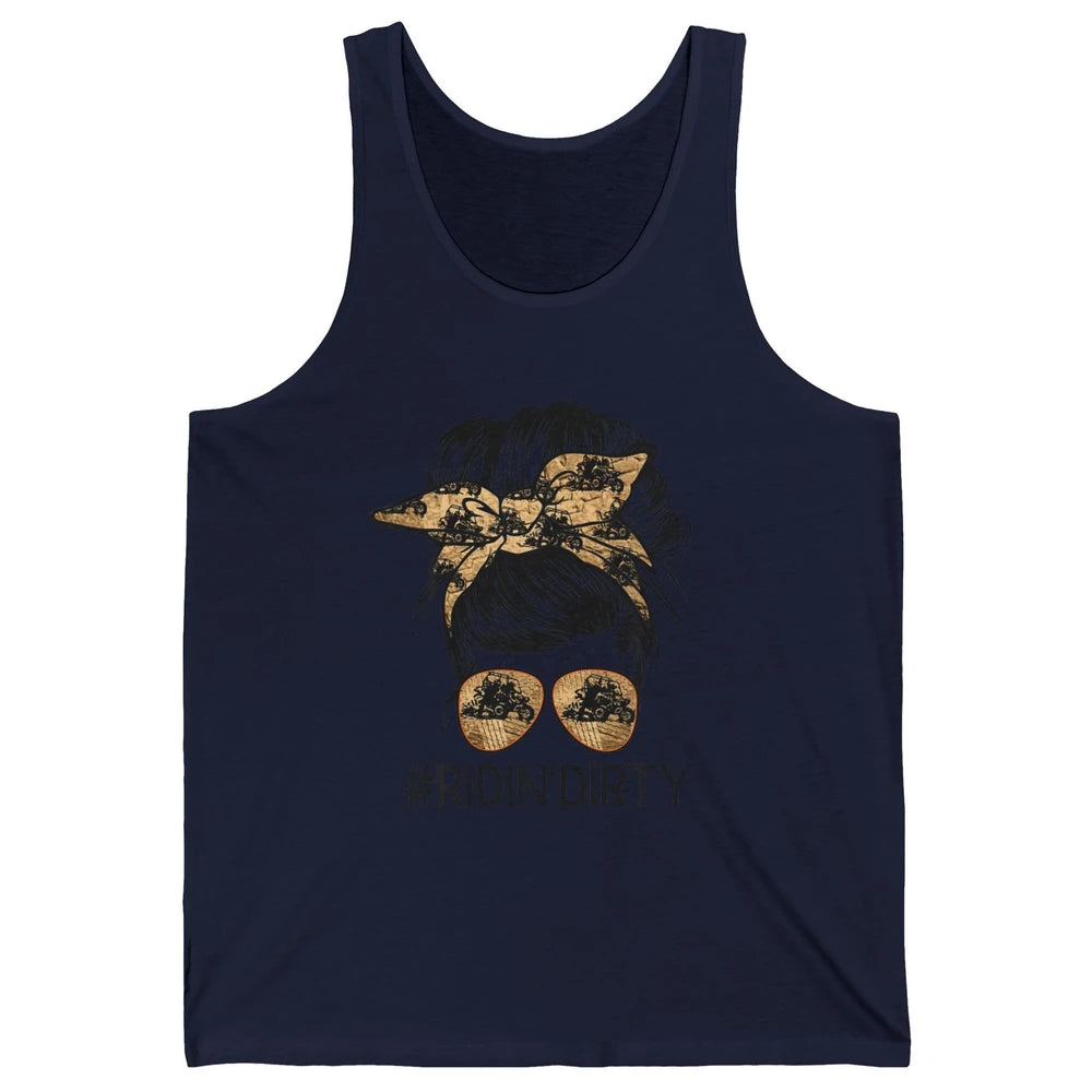Messy Hair Woman Glasses Riding Dirty ATV SXS Rider Offroad Unisex Jersey Tank