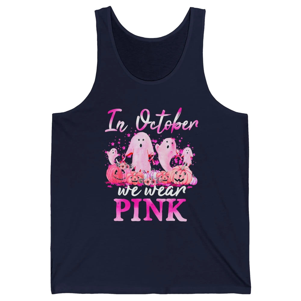 October Wear Ghost Boo Pink Ribbon Breast Cancer Awareness Unisex Jersey Tank