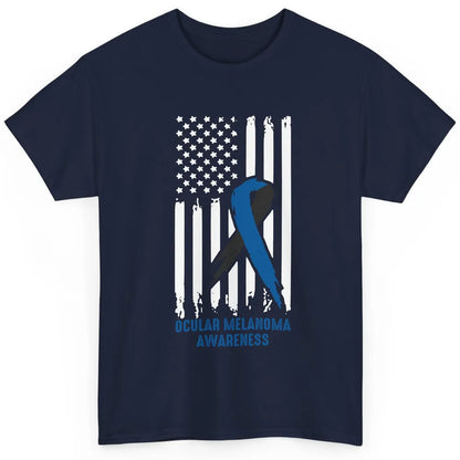 Ocular Melanoma Awareness Ribbon No One Fight Alone US Flag Classic Unisex T-Shirt
