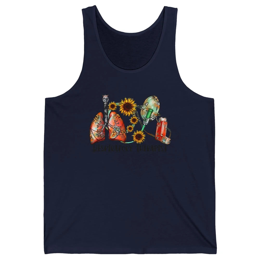 Respiratory Therapist Sunflower Lungs Breathe RT Nurse Unisex Jersey Tank