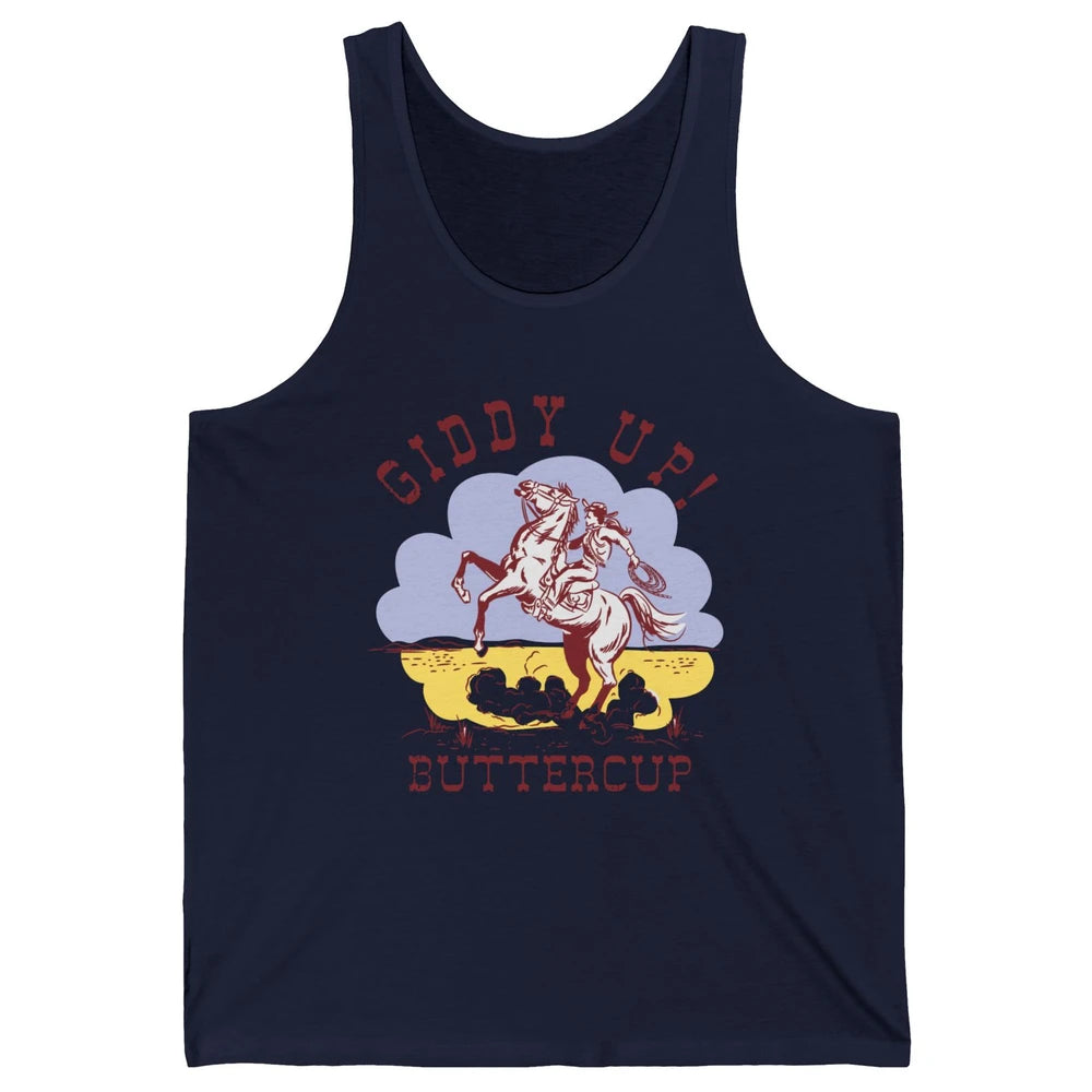 Retro Cowgirl Hold Your Horse Giddy Up Western Cowboy Gift Unisex Jersey Tank