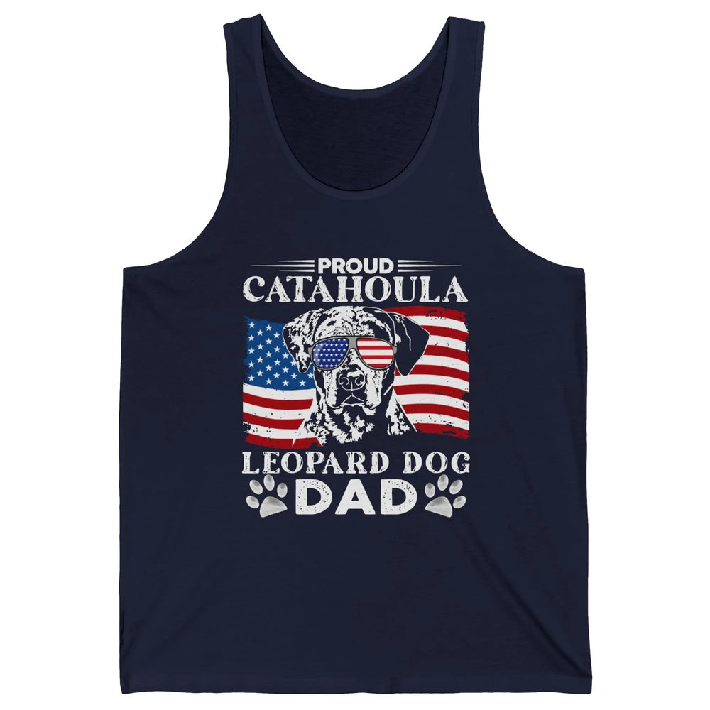 Proud Catahoula Leopard Dog Dad US Flag Patriotic 4th July Unisex Jersey Tank