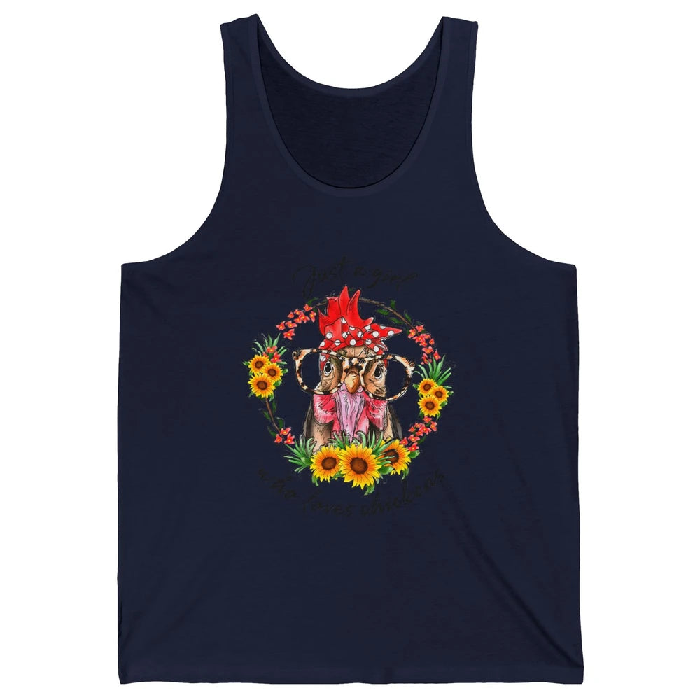 Retro Just Girl Loves Chickens Flower Chicken Farm Animal Unisex Jersey Tank