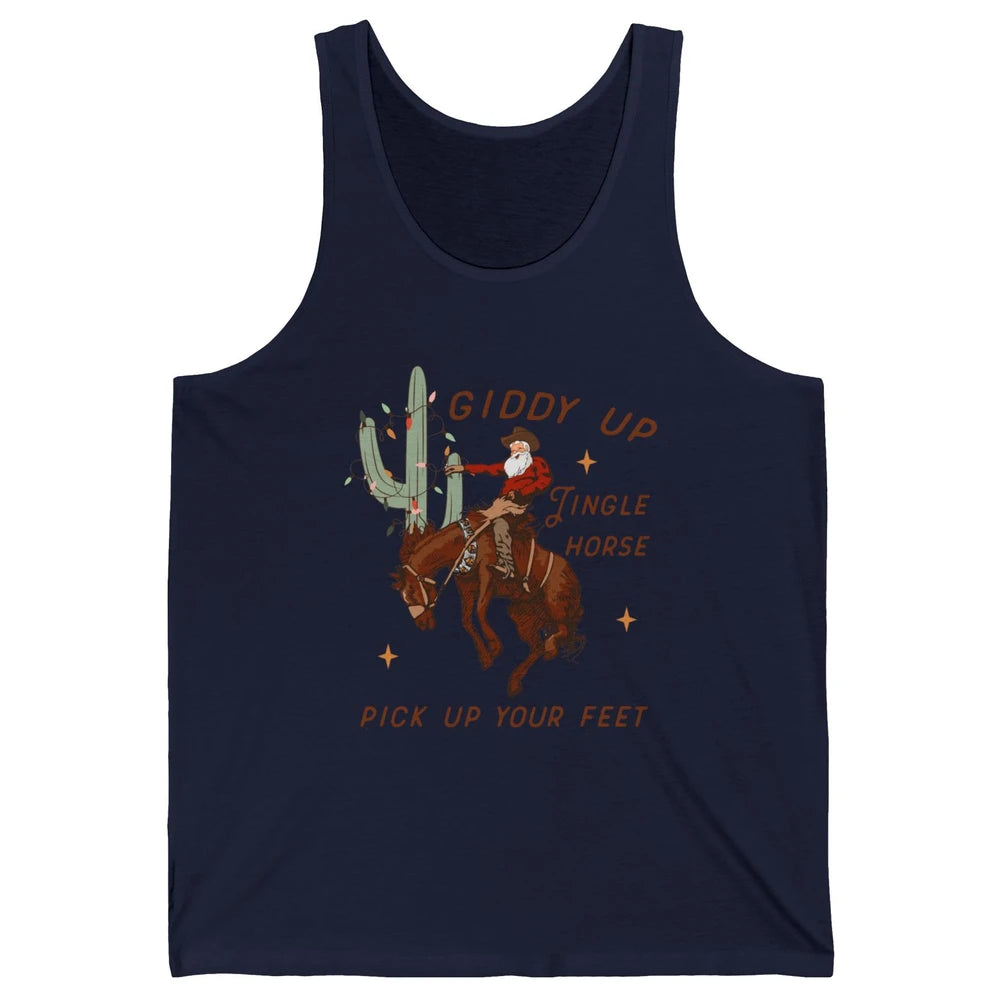 Cowboy Santa Horsing Giddy Up Jingle Horse Christmas Cactus Unisex Jersey Tank