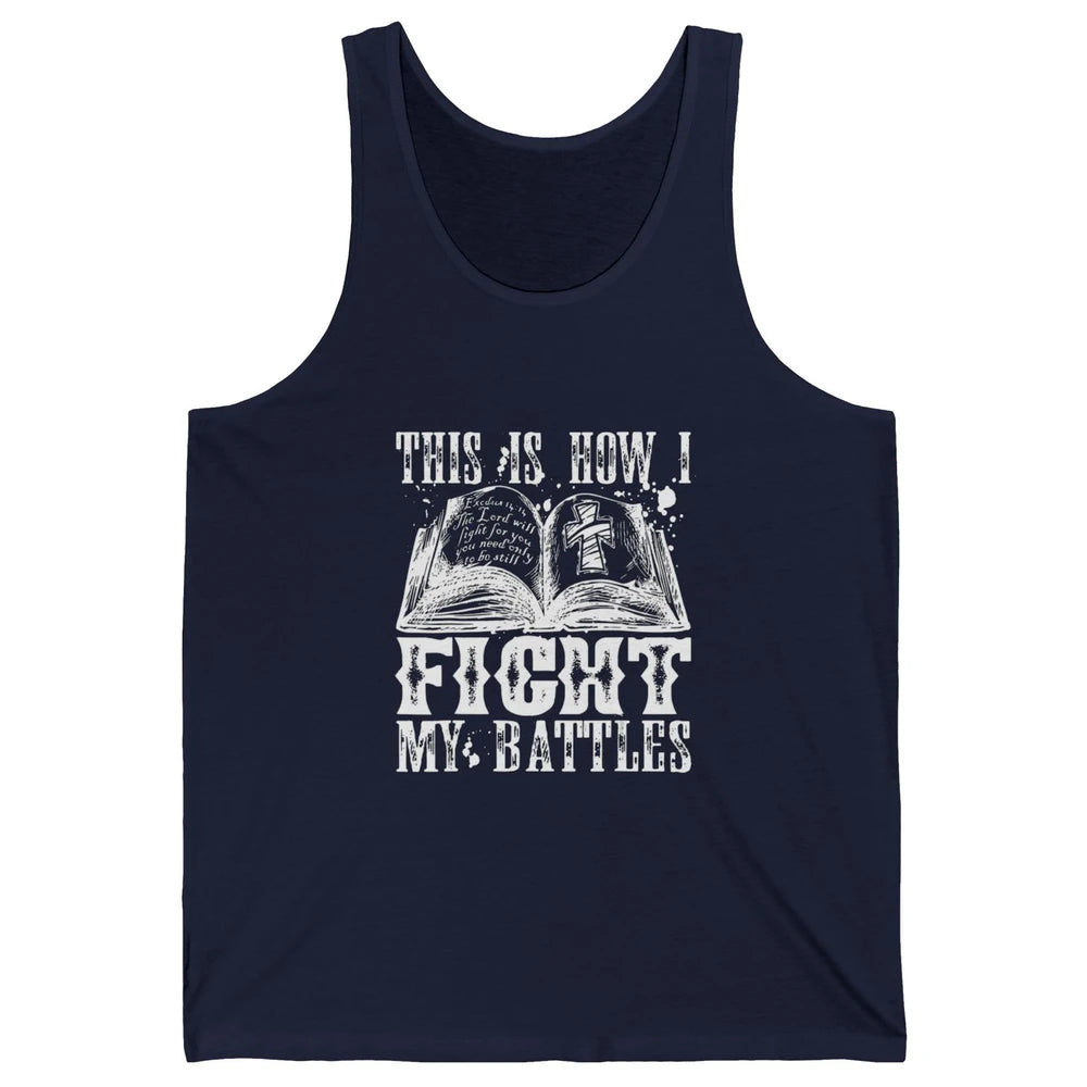 Retro Fight Battles Bible Cross Christian Jesus God Religion Unisex Jersey Tank