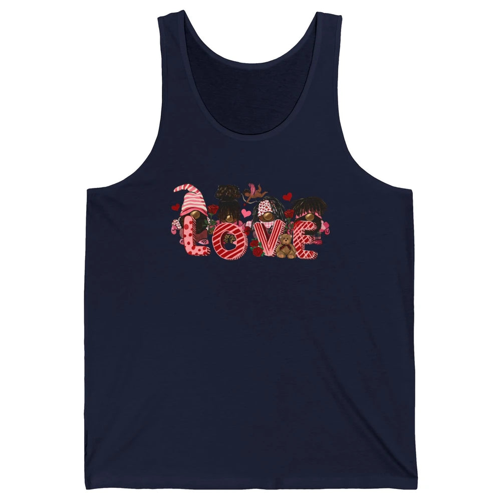 Afro Gnome Love Valentine African American Valentine's Day Unisex Jersey Tank