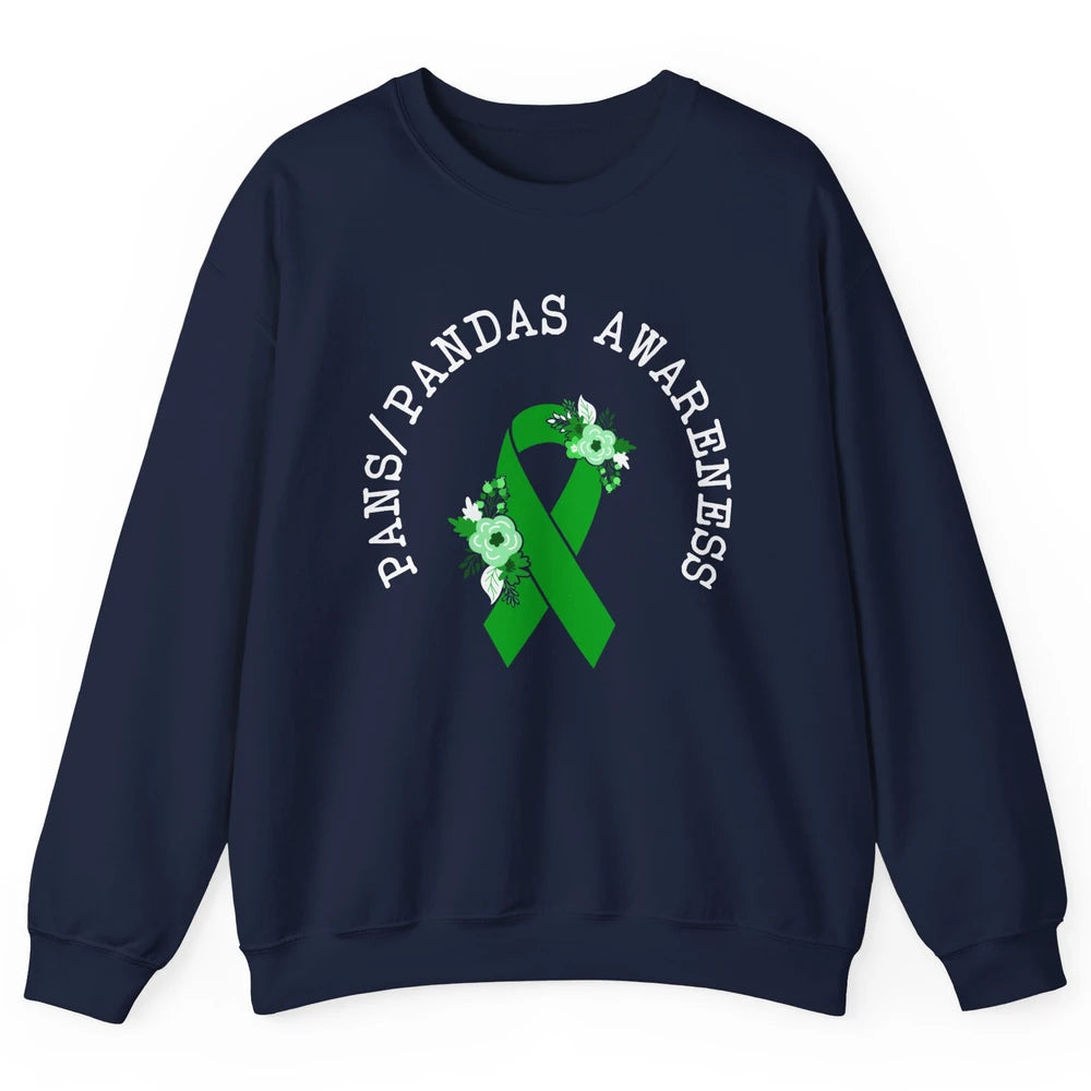 PANS/PANDAS Awareness Floral Green Ribbon Pans Disease Unisex Crewneck Sweatshirt